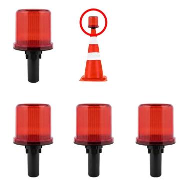 Imagem de Sinalizadores Viario Solar Kit 4 Sinalizaçao Transito Estrada Alerta Cone Rodovia Obra Emergencia Aviso Acidentes