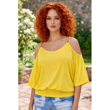 Imagem de Blusa Femenina Viscolaycra Ombro Vazado De Corrente Alcinha - modanasc