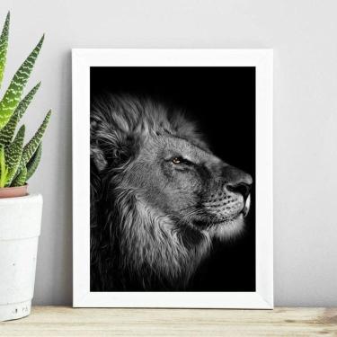Imagem de Quadro Foto Leão - Preto E Branco 24X18Cm