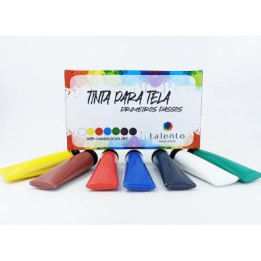 Imagem de Tinta Para Tela Kit Iniciante C/ 7 Cores Basicas Talento