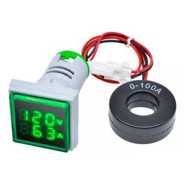 Imagem de Voltímetro e Amperímetro Digital 100A 50-500V Snetec SVQ2-22, Verde
