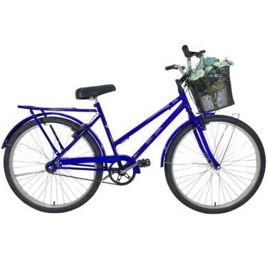 Imagem de Bicicleta Retrô Aro 26 Freio V-Brake Cesta Azul-Unissex