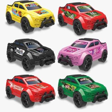 Imagem de Kit 6 Carrinho Pick Up Force Policia + Lady + Selva + Bombeiro + Praia