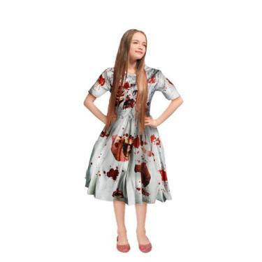 Imagem de Fantasia Halloween Infantil Vestido Noiva Zumbi pra Menina - Piffer, M