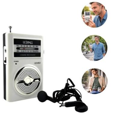 Imagem de Rádio Portátil AM FM Pequeno com Fone Ouvido Ideal Presente Dia dos Pa