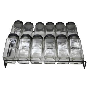 Imagem de Porta tempero 12 pote 120ml metal vidro 27,5x23,5x6,5 clinck - CLINK