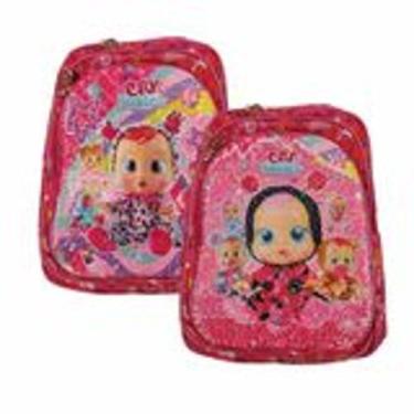 Imagem de Mochila Escolar Infantil Costa Lantejoula e Led Cry Babies Rosa - Suno