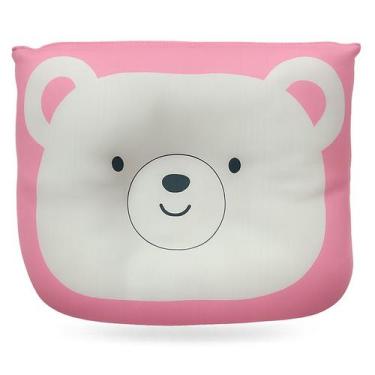 Imagem de Travesseiro Infantil Anatômico Modelador Para Bebê Kwi Kids, Ursa Rosa