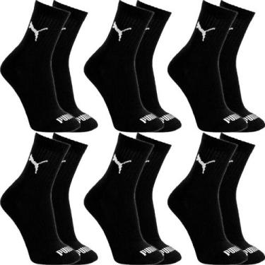Imagem de Kit 6 Pares Meias Puma Cano Médio Alto Algodão Meia Adulto Masculino F