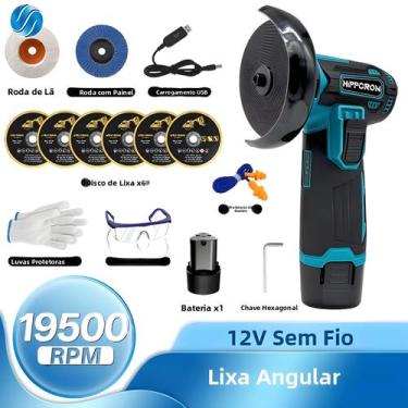 Imagem de Hippcron Mini Esmerilhadeira Elétrica Portátil 12V Sem Fio com Bateria
