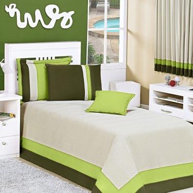 Imagem de Cobre Leito Solteiro Stylo Tecido Micro Fibra Matelado 6 Peças - Verde