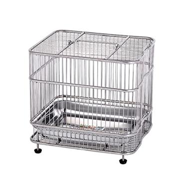 Imagem de KIZQYN Gaiolas de pássaro de aço inoxidável banho desmontagem de metal aviário acessórios para animais de estimação gaiola de voo (tamanho: pequeno)