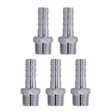 Imagem de JoyTube Mangueira de mangueira de 1,27 cm para 1/2" macho NPT 304 encaixe de mangueira farpada de aço inoxidável para fermentação caseira, ar de combustível, pacote com 5