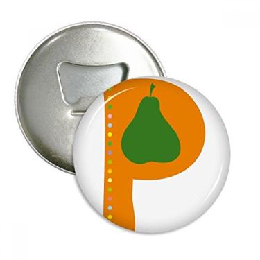 Imagem de P Alfabeto pera frutas bonito padrão abridor de garrafas ímã de geladeira emblema multifuncional