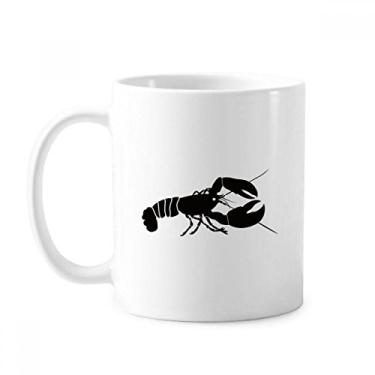 Imagem de Caneca com ilustração preta de camarão vida marinha cerâmica xícara de porcelana café louça