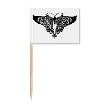 Imagem de Borboleta com contorno de asa de babados marcadores de palito de dente Topper Decoração de festa