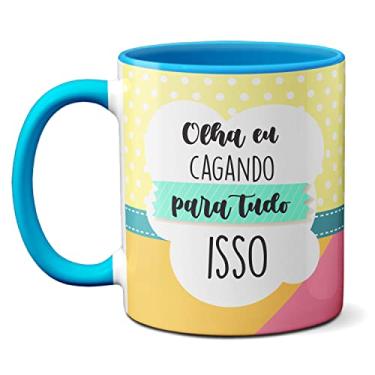 Imagem de Caneca Fofa Lhama Alongando Olha Eu Cagando Pra Tudo Isso (Azul)