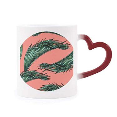 Imagem de Caneca de flor com folha de céu rosa feliz sensível ao calor vermelha muda de cor