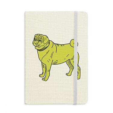 Imagem de Caderno com estampa de ilustração de cachorro de desenho amarelo, capa dura em tecido, diário clássico