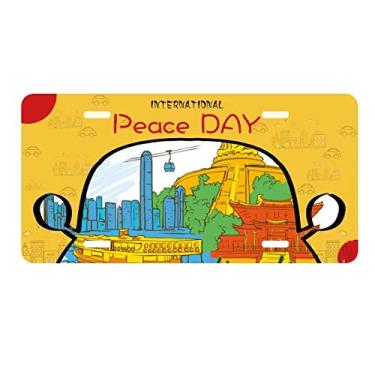 Imagem de DIYthinker Placa de licença em aquarela Hong Kong Victoria China Decoração de carro Dia da Paz