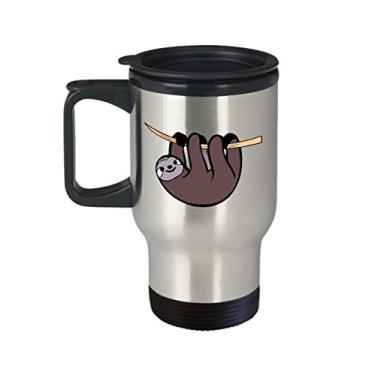 Imagem de Caneca de viagem com bicho-preguiça - Copo isolado com café de cacau quente divertido - ideia de