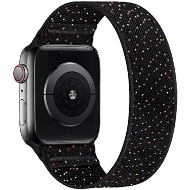 Imagem de ENJINER Pulseiras elásticas de nylon compatíveis com Apple Watch 38 mm, 40 mm, 41 mm, 42 mm, 44 mm, 45 mm, iWatch Series 7 6 SE 5 4 3 2 1, pulseira esportiva elástica trançada feminina masculina, 42/44/45 mm S Black Unity