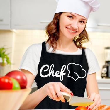 Imagem de Avental De Cozinha Chef Adulto Pvc Cores Diversas Preto Branco