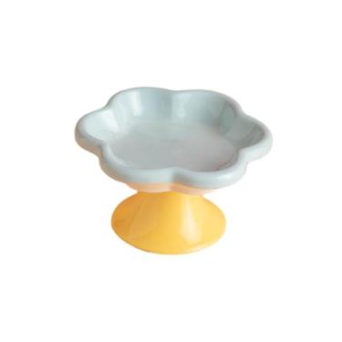 Imagem de Gralara Tigelas ergonômicas de porcelana para cães e gatos, tigelas para filhotes de animais pequenos, azul