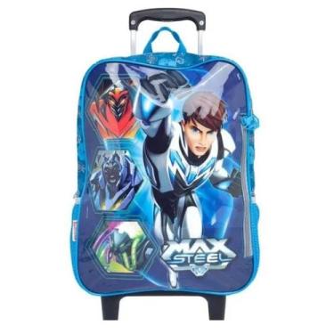 Imagem de Mochila Max Steel Carrinho Infantil Tam G Rodinhas Escolar - Sestini