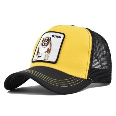 Imagem de Boné de malha bordado xadrez chapéu de fazenda animal para homens e mulheres boné snapback ajustável, 6 Amarelo, Tamanho Único
