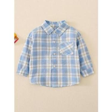 Imagem de Camisa Manga Longa Infantil Menino em Tecido Azul-Masculino