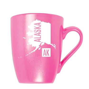 Imagem de Elanze Designs Silhouette State of Alaska AK Juneau Capital City Gravado a Laser 283 g Caneca de Café Clássica Cerâmica Brilhante Copo de Bebida Quente Fria Utensílios de Bebida Cozinha, Rosa Metálico