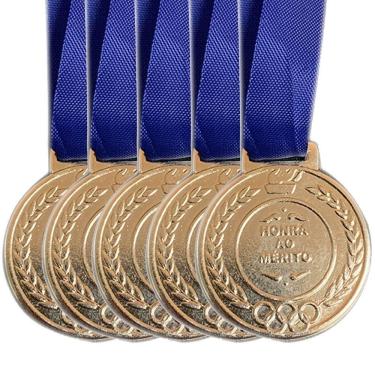 Imagem de Kit 5 Medalhas Ouro Prata Bronze Honra Ao Mérito 2,9cm prata