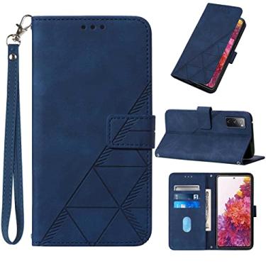 Imagem de Moment Dextrad Capa carteira para Galaxy S20 FE, compartimentos para cartão, alça de pulso, proteção interna de TPU, capa flip de couro PU com suporte para Samsung S20 FE 6,5 polegadas (azul)