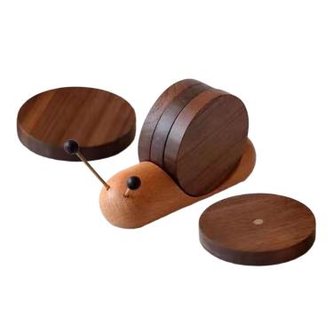 Imagem de 5 peças porta-copos de madeira porta-copos porta-copos porta-copos porta-copos em forma de caracol almofada de isolamento 5 em 1 porta-copos de mesa para geladeira de sala de estar doméstica, cor B/80