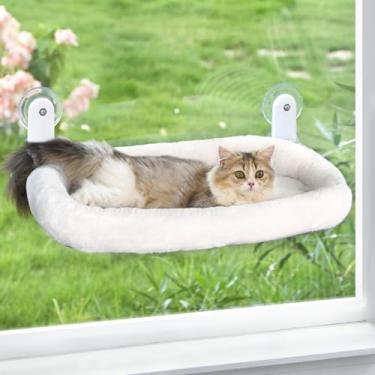 Imagem de Zoratoo Poleiro de janela para gatos, rede sem fio, assento de janela com almofada aconchegante para gatos internos, cama de animal de estimação com suporte de armação de metal durável com 4 ventosas