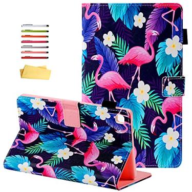 Imagem de UUcovers Capa fólio para Samsung Galaxy Tab A7 Lite 8.7 modelo 2021 (SM-T225/T220) com porta-lápis, suporte multivisualização, magnético, leve, couro PU, à prova de choque, flamingo roxo