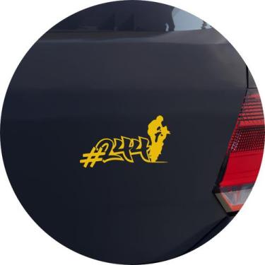 Imagem de Adesivo de Carro 244 Empinando a Moto - Cor Amarelo - Melhor Adesivo, 