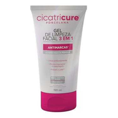 Imagem de Cicatricure Porcelana Gel de Limpeza Facial 3 em 1 Antimarcas para Rosto, Pescoço e Colo - Limpa Profundamente, Elimina Impurezas e Maquiagem, Prepara a Pele - Skin Care 40g