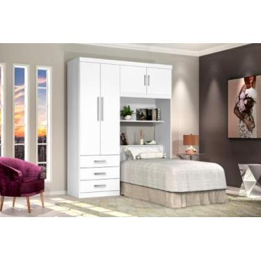 Imagem de Roupeiro / Cabeceira Baú CAN Solteiro Espaço Amplo 4 Portas e 3 Gaveta