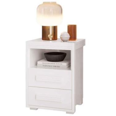 Imagem de Mesa de Cabeceira Pés Madeira 2 Gavetas Tóquio 100% MDF - Barreto Lonç