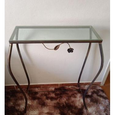 Imagem de Aparador De Folhinha Ferro Vidro Mesinha - GUILARDI ATACADO