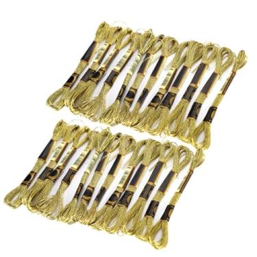 Imagem de Linha de Bordado, Linha de Ponto Cruz de Fio Metálico Brilhante Com Alta Resistência para Costura, Pulseiras de Amizade, Artesanato Infantil, 24 Unidades, 8 M por Peça, Meadas de