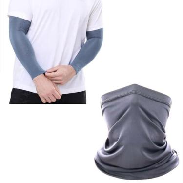 Imagem de Kit Manguito Compressão Proteção Solar Cobre Braço Bandana Tubular Cob