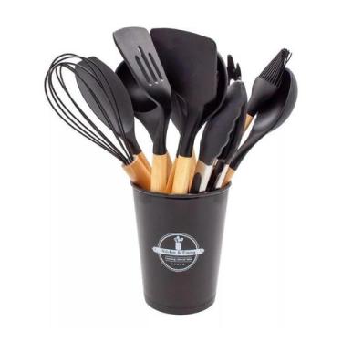 Imagem de Kit Colheres Silicones 12 Peças Copo Colher Espátula Concha - Utensíli