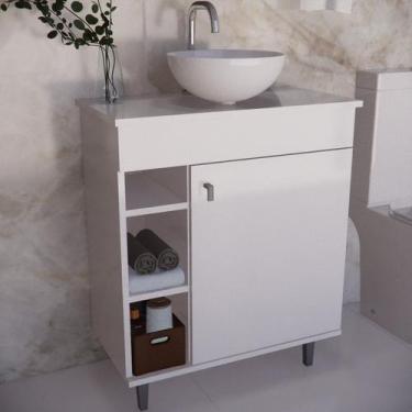 Imagem de Gabinete Armário para Banheiro Suspenso com Cuba e com Pés - Brovalia