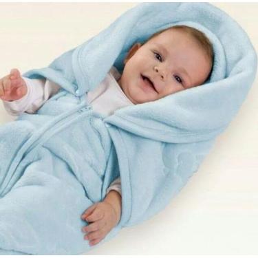 Imagem de Saco de Dormir Porta Bebê Super Soft Manta Bebê Baby Sac Azul Cobertor
