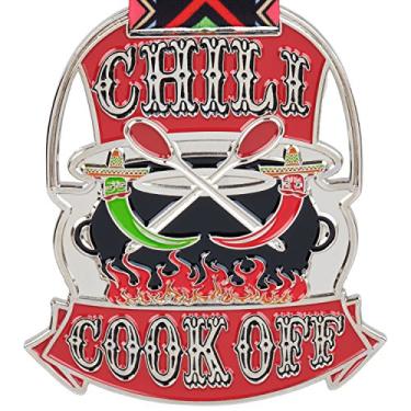 Imagem de Medalhas de Troféu Premium Chili Cook Off para Cerimônia de Premium, Disponível em Ouro 1º Lugar, Prata de 2º Lugar, Posições de Bronze em 3º Lugar - Vendido Separadamente, Prata