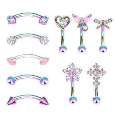 Imagem de Glupez 1/2/3/5/10 peças 1,6 mm halteres industriais Halloween aço cirúrgico CZ Ear Studs kit de piercings de orelha lábio unha cartilagem hélice lóbulo lábio nariz anéis tragus body piercing joia para