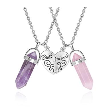 Imagem de PESOENTH Colar BFF para 2 - Colares com pingente de cristal combinando de coração Best Friends Conjunto de joias de amizade para meninas e mulheres